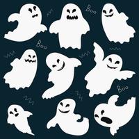 Evil ghosts of halloween, isolated set vector