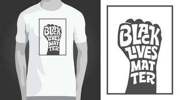 BLACK LIVES MATTER lettering in strong fist shape. Template for t-shirt design. Vector illustration. Raised fists against Police Brutality. Protest banner about Human Right of Black People in America.