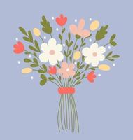 Bouquet of Colorful Summer flowers in a Flat Style vector