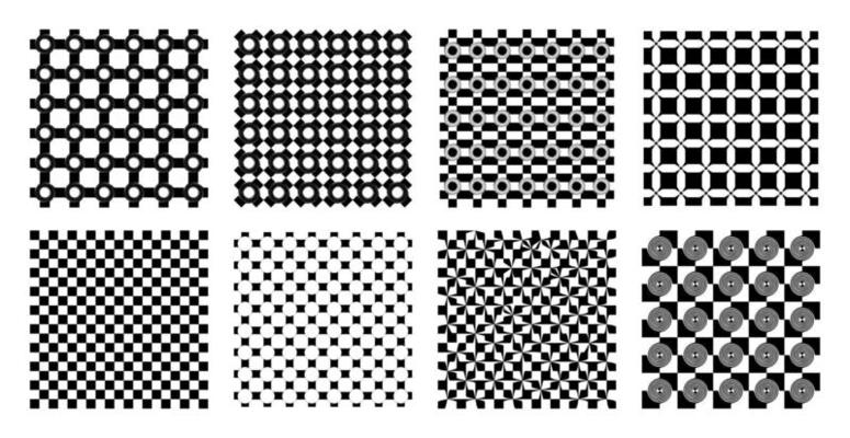 Set of Graphic Grids Abstract Geometric Background Monochrome Textured Square Design Element for Collage Social Media Template Poster