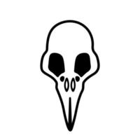 Bird Skull Doodle Style Design Element for Halloween Animal Skeleton Head vector