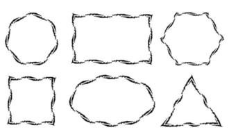 Set of Grunge Scratched Frames Textured Rough borders vector