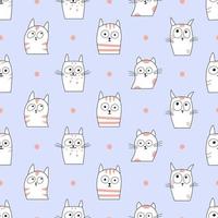 Doodle Seamless Pattern with Cute Cats Childish Playful Handdrawn Kitten Background vector