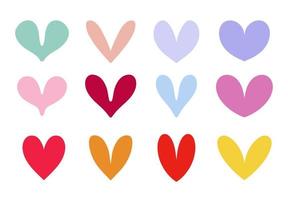 conjunto de diferentes elementos de diseño de formas de corazón para la invitación de plantillas de redes sociales de tarjetas vector