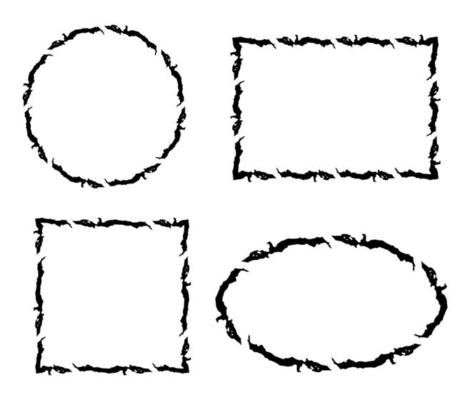 Set of Grunge Frames Textured Broken Borders Rough Scratched GeometricShapes