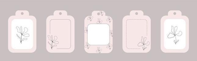 conjunto de etiquetas florales colección de diseño de tarjeta de agradecimiento de flor elegante para impresión de tarjetas de etiqueta vector