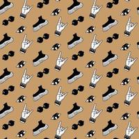 Rock Music Seamless Pattern Background with Doodle Design Elements Punk Rock Concept vector