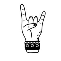 Doodle Male Rock Music Gesture Hand with Bracelet vector