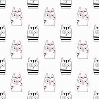 Seamless Pattern with Cat Faces Funny Surprised Kittens vector