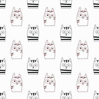 Seamless Pattern with Cat Faces Funny Surprised Kittens vector