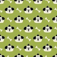 Seamless Pattern with Cute Thoughtful Puppy and Bone Doodle Funny Dog Design for Kid Fabric vector