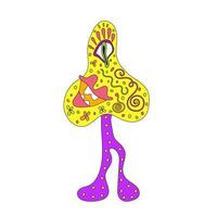 Hallucinogenic Mushroom Psychedelic Design Element Doodle Style vector