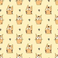 Cute Cats Seamless Pattern Background with Sweet Kittens vector