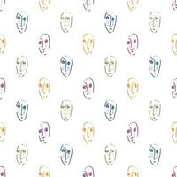 Abstract Grunge Human Faces Seamless Pattern vector