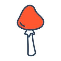 Vector flat mushroom. Mushroom with red cap. Outline. Fungus.