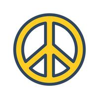 Vector yellow peace symbol. Hippie peace sign. Outline.