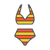 Vector retro swimwear. Vintage women swimsuit. Summer time.