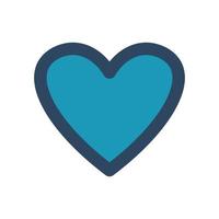 Vector retro heart. Blue herat with outline. Cute symbol. Love.
