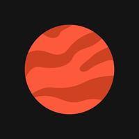 Vector planet in flat style. Red planet with stripes.
