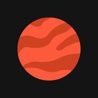 Vector planet in flat style. Red planet with stripes.