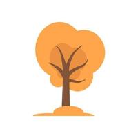 Vector autumn tree. Fall orange tree in flat design.