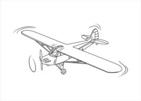 Airplane Drawing line art vector illustration for coloring book. Cartoon Aeroplane drawing for coloring book for kids and children. Sketch art drawing for colouring book. Fighter jet and Helicopter.