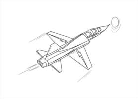 avión dibujo línea arte vector ilustración para colorear libro. dibujo de avión de dibujos animados para colorear para niños y niños. dibujo de boceto para el libro de colorear. avión de combate y helicóptero.