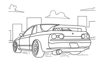 Vehicle illustration in line art. vector