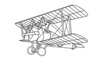 Airplane Drawing line art vector illustration for coloring book. Cartoon Aeroplane drawing for coloring book for kids and children. Sketch art drawing for colouring book. Fighter jet and Helicopter.