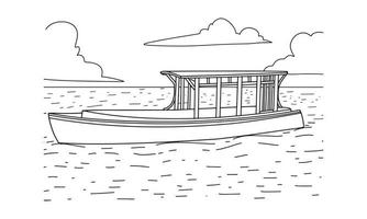 Speed Boat sketch line art illustration vector