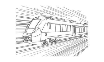 Bullet Train sketch line art illustration vector