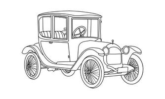 ilustración de boceto de arte de línea de coche antiguo antiguo vector
