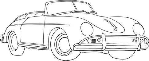 Antique old vintage car line art sketch illustration vector