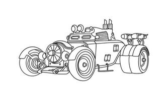 52A vintage racing car line art nice Sketch drawing for any kind of T-shirt use or coloring book. This is an old-style illustration. A very classic look for speed and street race. vector