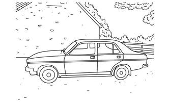 Vehicle illustration in line art. vector