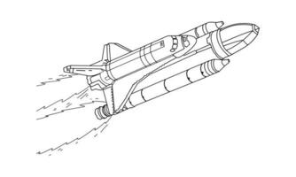 Rocket Drawing line art vector illustration for coloring book. Cartoon Spaceship drawing for coloring book for kids and children. Sketch art drawing for colouring book.