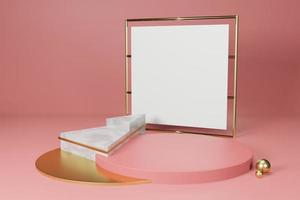 3d rendering empty template podium mockup for product placement photo