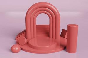 3d rendering empty template podium mockup for product placement photo