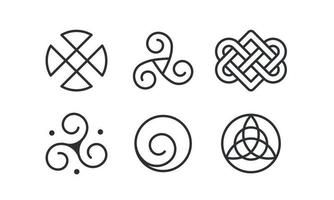 nudos celtas utilizados para decoración o tatuajes. conjunto de iconos de línea de nudo sin fin sagrado. vector sobre fondo blanco