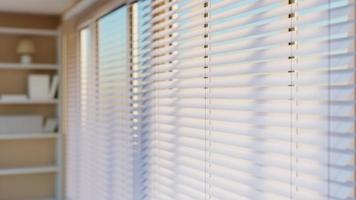 White Venetian blinds with sunlight. Window blinds. 3d rendering. photo