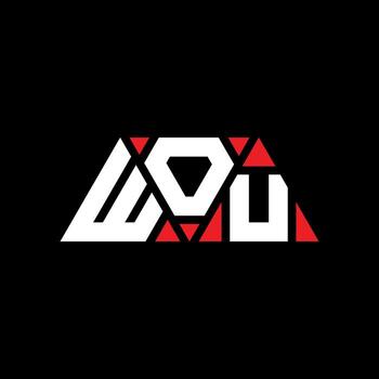 WOU triangle letter logo design with triangle shape. WOU triangle logo design monogram. WOU triangle vector logo template with red color. WOU triangular logo Simple, Elegant, and Luxurious Logo. WOU