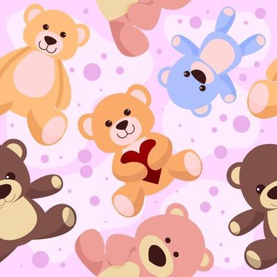 Teddy bear plush seamless pattern Royalty Free Vector Image