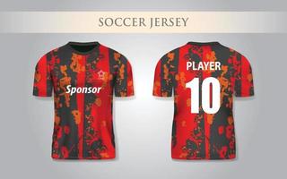 Red and black soccer jersey with splatter  design vector