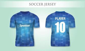 Blue jersey with light blue triangle pattern vector