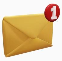 Icono de sobre de correo de procesamiento 3D. mensaje no leído. vector