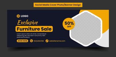 Exclusive Furniture sale social media cover page and web banner design template vector