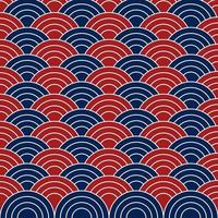 Red and navy blue Japanese wave pattern background. vector