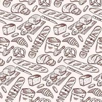 Bread vector seamless pattern. Bakery product sketch background for shop, bread house, menu or packaging design