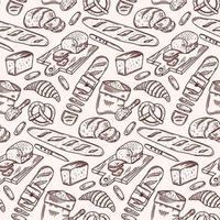 Bread vector seamless pattern. Bakery product sketch background for shop, bread house, menu or packaging design