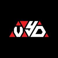 VYD triangle letter logo design with triangle shape. VYD triangle logo design monogram. VYD triangle vector logo template with red color. VYD triangular logo Simple, Elegant, and Luxurious Logo. VYD